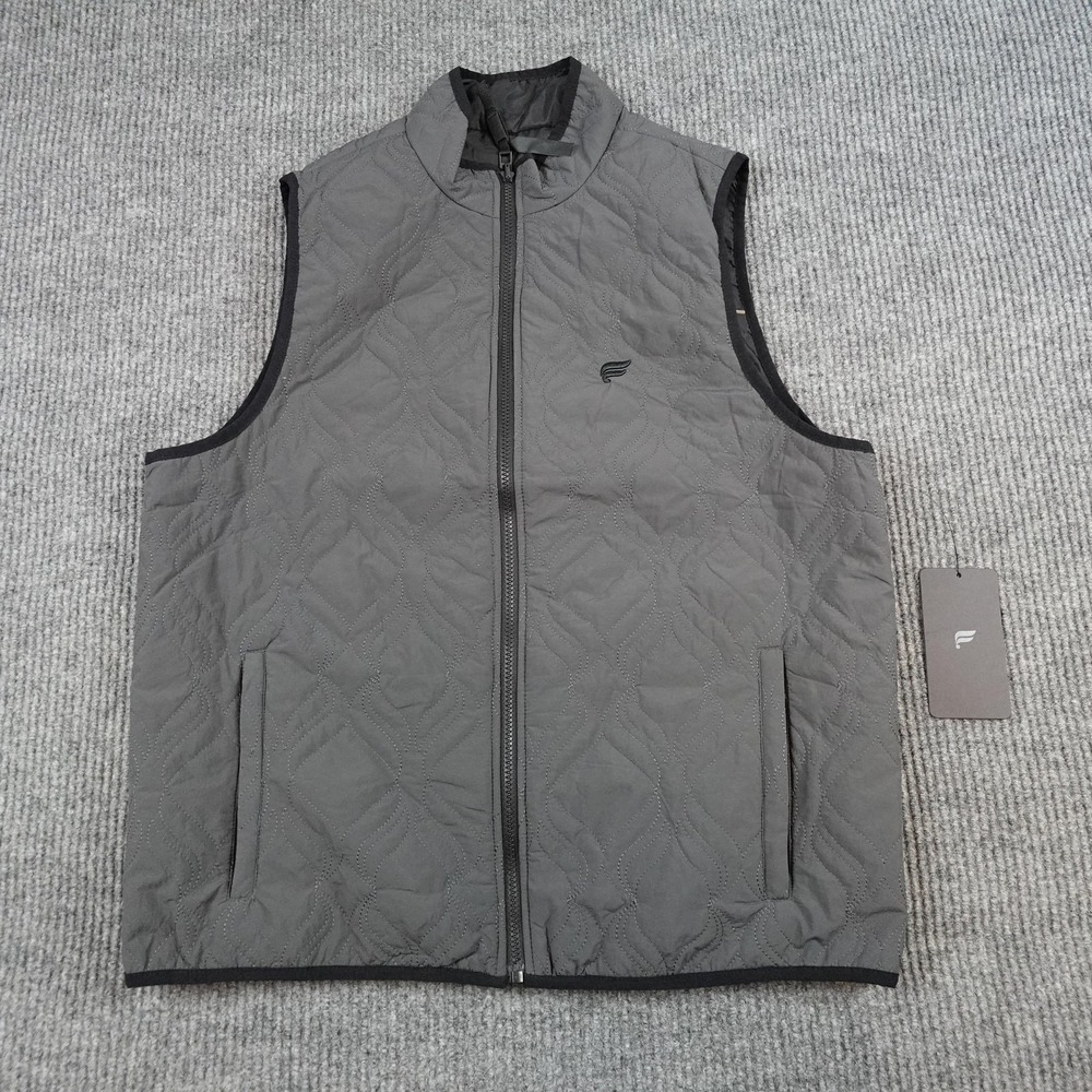 Fabletics Switch Loft Vest Mens Large Gray Quilted Insulated Reflective